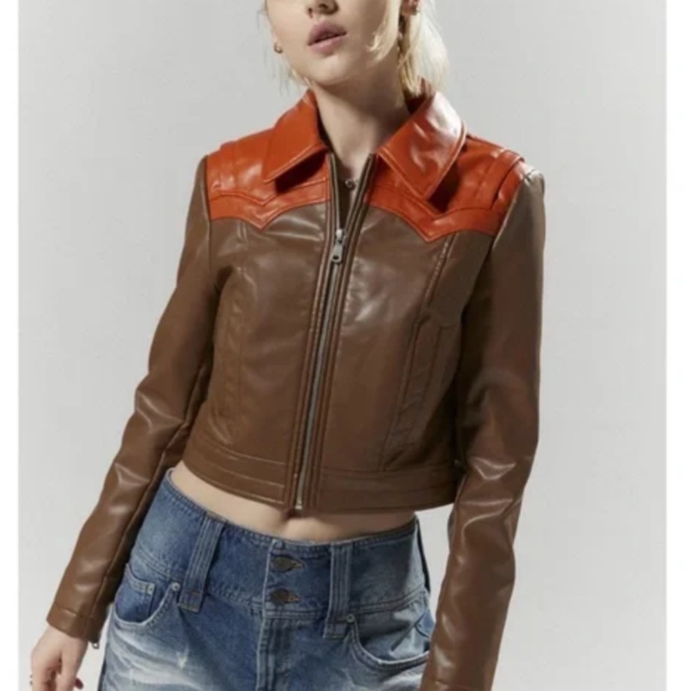 NWT UO Silence + Noise Mariah Faux Leather Western Jacket